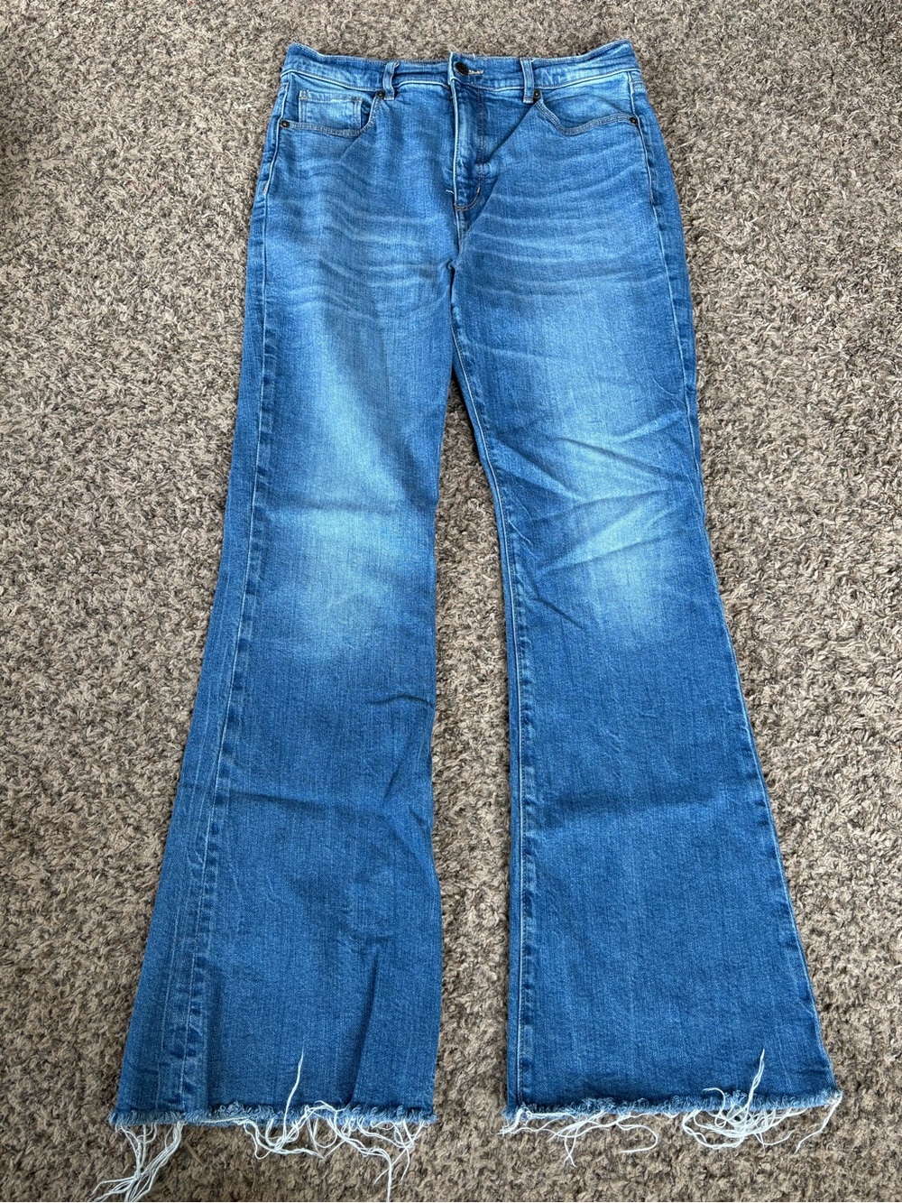 LOFT The Slim Flare Jeans with Frayed Hem Blue size 10